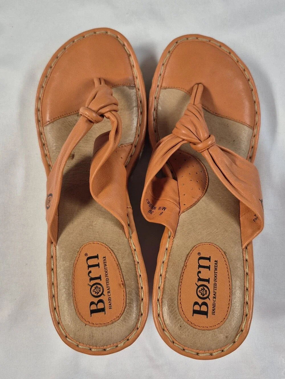 Born Cetina Orange Knotted Wedge Espadrille Sandals Size 8